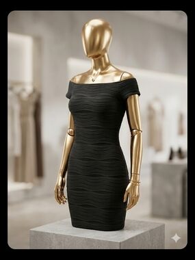 Brat Star Black Off-Shoulder Mini Dress nwot 17 inch p2p